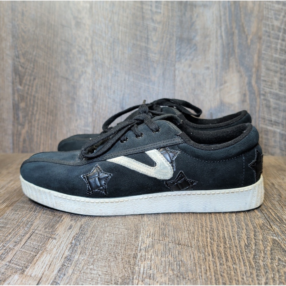 Tretorn Lace-Up Casual Sneakers Nylite Suede Black Shoes With Stars Womens 8.5 - Picture 6 of 13